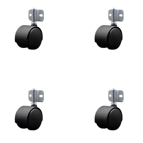 2'' Nylon Twin Wheel Casters with Side Mounting Bracket , 4PK